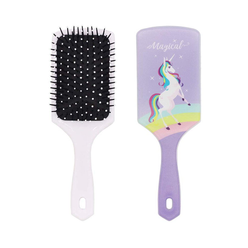 Purple Detangling Hair Brush Paddle Unicorn For Wet Dry Long Hair Straightening And Smoothing