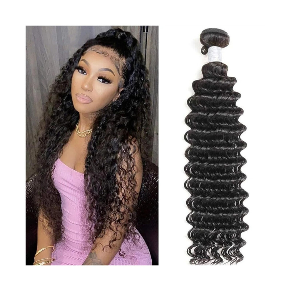 18 Inch Deep Wave Human Hair Bundle Brazilian Virgin Extensions Natural Black Weave Minimal Shedding