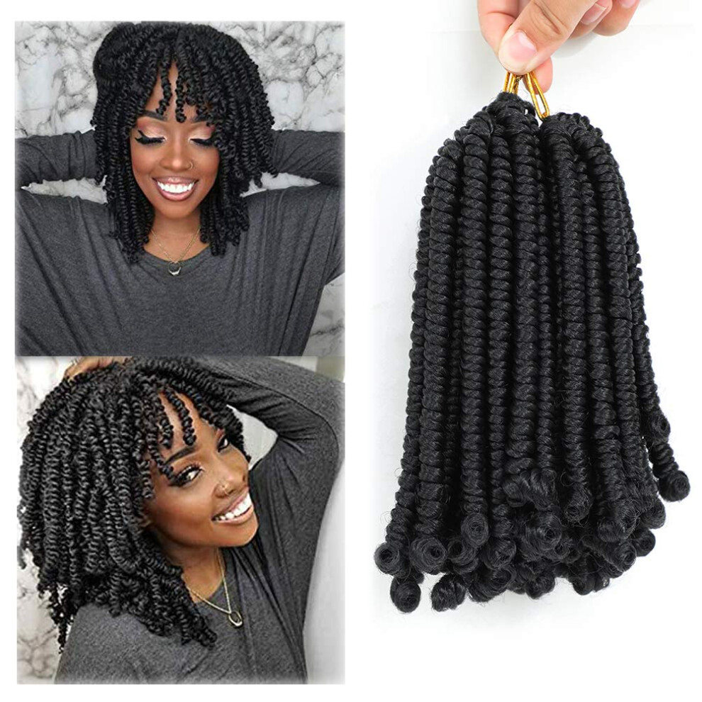 Unisex Spring Twist Crochet Hair 6 Inch Pretwisted Braids 6 Packs Short Passion Twists 1B Synthetic