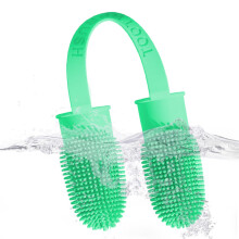 Dog Toothbrush Finger Silicone 360 Double Finger Design Soft Bristles Pet Oral Care Cyan Blue