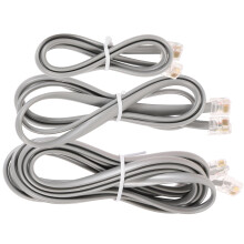 Flat Telephone Line Crystal Head Multi-strand Extension Cord for Landline Cable 3 Pcs