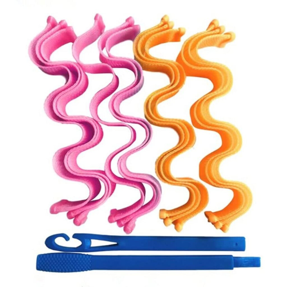 Heatless Hair Curlers Set 12pcs Reusable Spiral Hair Styling Rollers for Long Hair Fast Curling