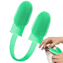 Dog Finger Toothbrush 360 Silicone Pet Teeth Cleaning Brush for Dogs and Cats, Cyan Blue (1 Pack)