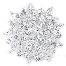 Bryllupsbrud Rhinestone-dekorasjon Blomsterstil Brosjenål (Sølv)