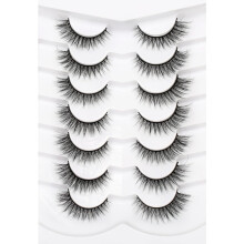 Changmaius Künstliche Wimpern, flauschiger Katzenaugen-Look, 8D gekreuzte, zarte, natürliche Kunstwimpern aus Nerzhaar, 7 Paar Packung