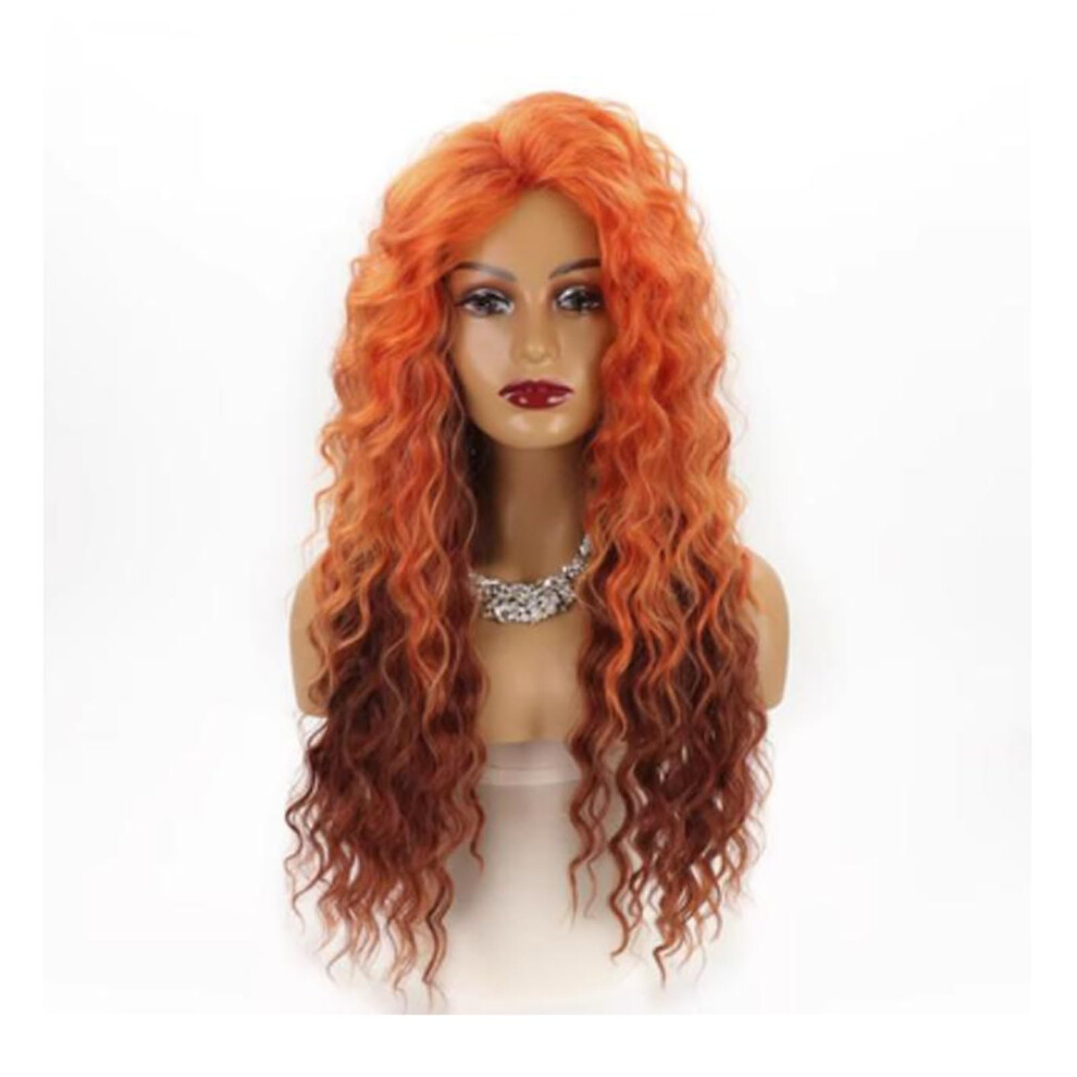 Unisex Pink/Red/Brown Long Wavy Wig 65Cm Heat Resistant Synthetic Wigs For Women With Adjustable Strap And Natural Look