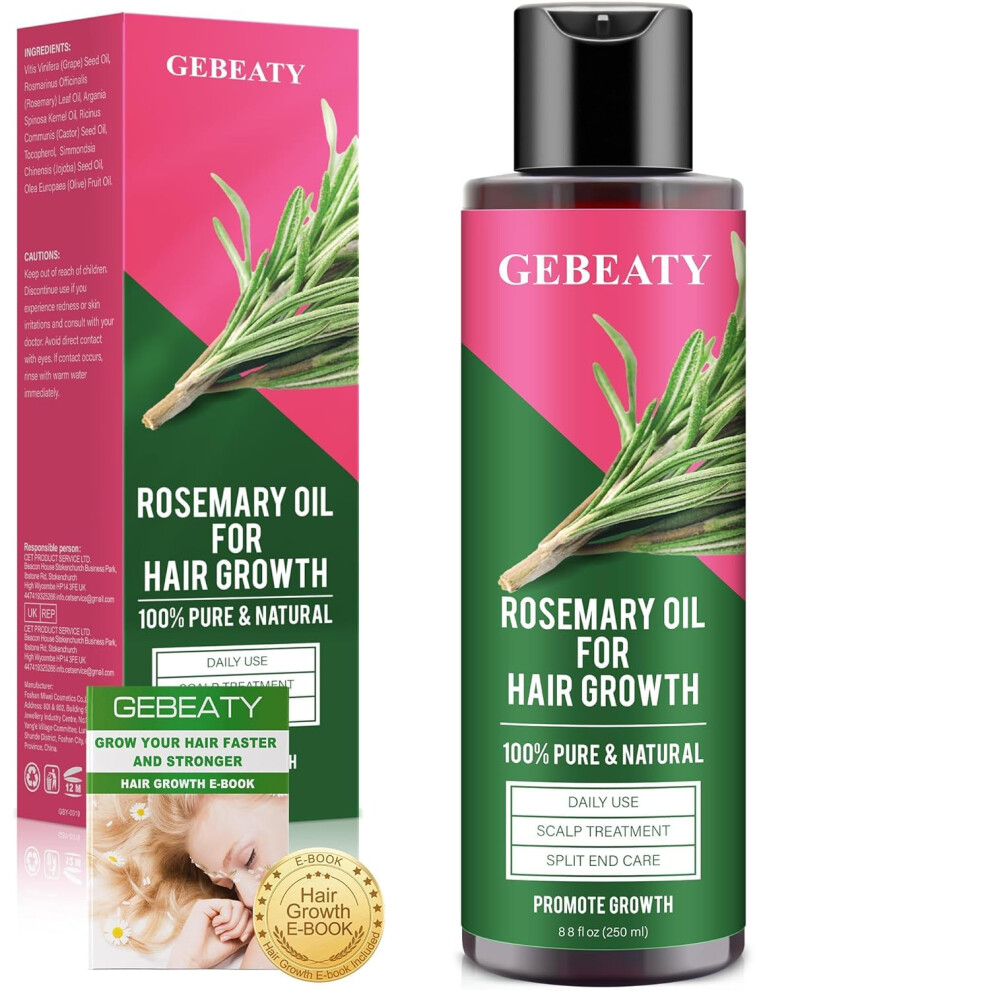 Rosemary Oil for Hair Growth 8oz Cold Pressed Organic Blend with Jojoba and Castor Oil for Women Men