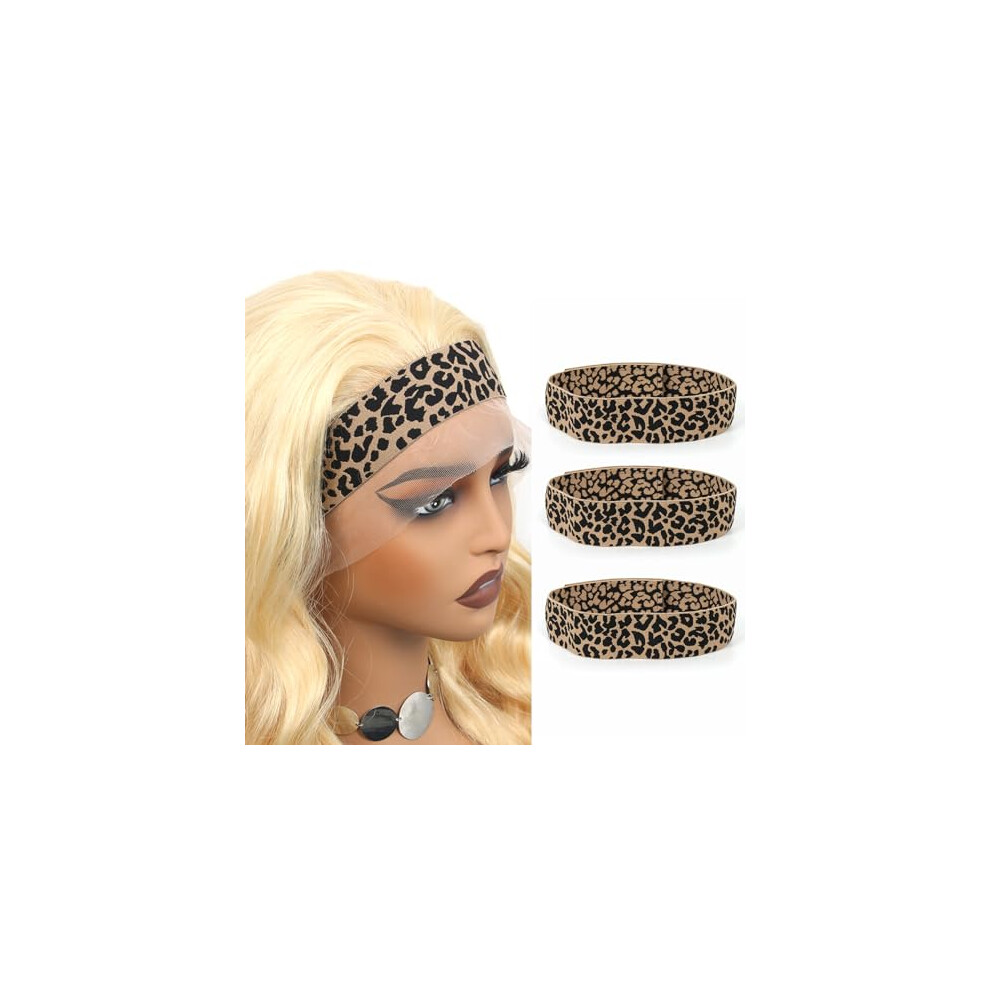 Lace Melting Band Set of 3 Leopard Print Adjustable Velvet Wig Edge Bands for Secure Hold