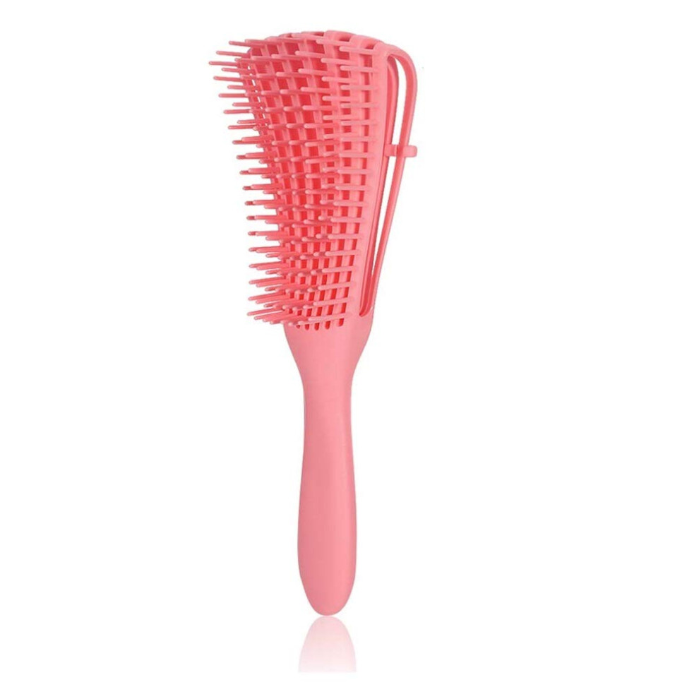 Pink Detangling Brush For Curly Hair 3A To 4C With Flexible Bristle Head And Nonslip Grip,