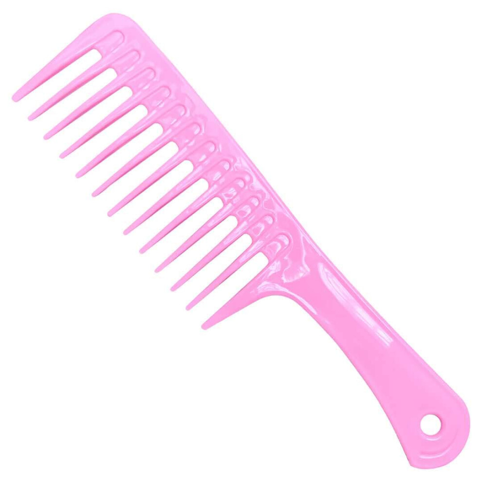 Wide Tooth Comb for Curly Hair, Heat Resistant Grip Detangling Comb for Thick and Wet Hair, Pink