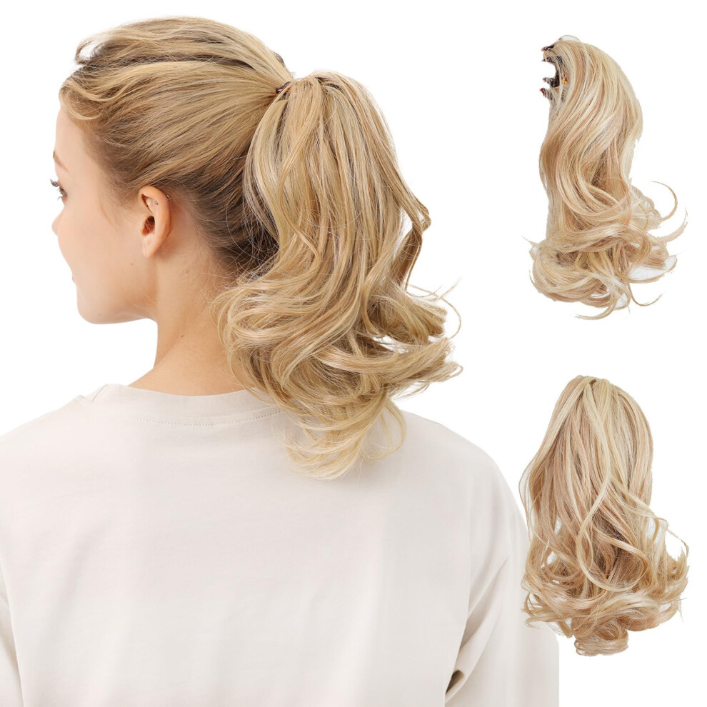 Unisex Grey Light Gray Curly Clip In Ponytail Hair Extension With Secure Claw Clip And Natural Texture