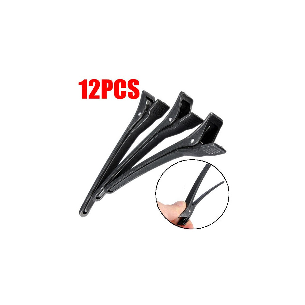 Unisex Black 12 Pack Plastic Hair Sectioning Clips For Styling And Cutting, Salon And Home Use