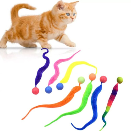 Bouncing Ball for Cat, Interactive Cat Toy with Tail, Compatible with Ka, Orange 1pcs 2