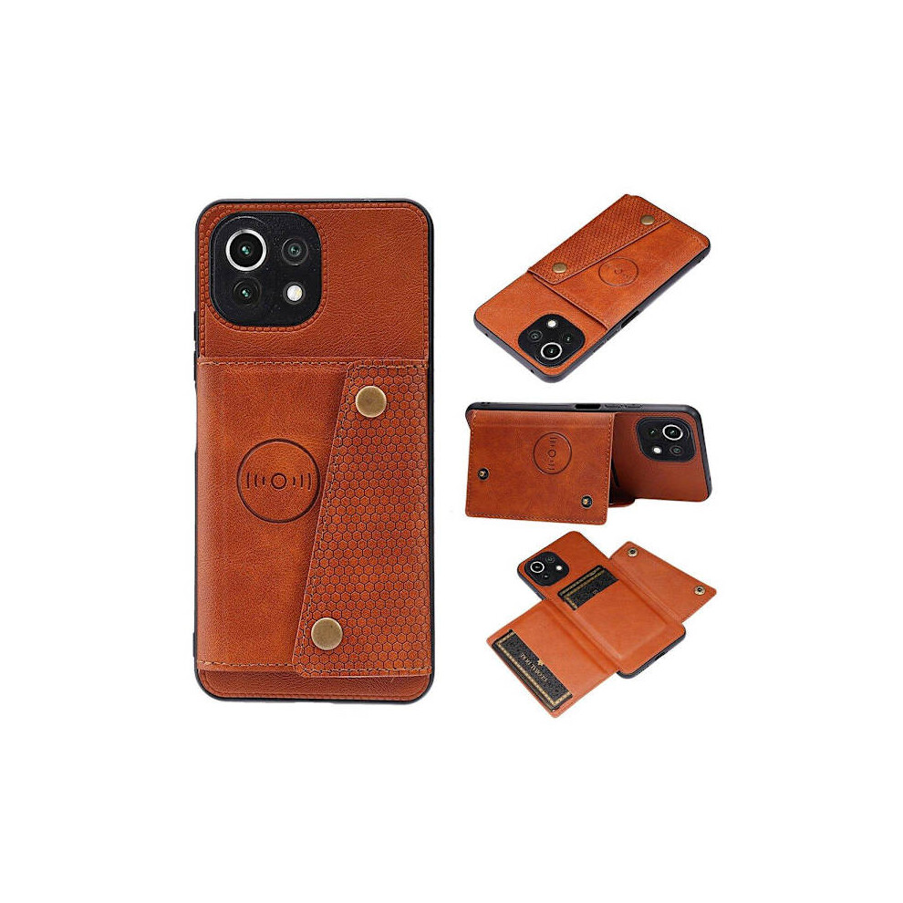 Compatible With Xiaomi Mi 11 Lite - Stylish Practical Case With Card Slot Light Brown 9175034988226