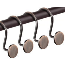 Black Shower Curtain Hooks, Rustproof Metal Rings for Bathroom, Compatible with Standard Rods, Round Heavy Duty Hangers Set of 12