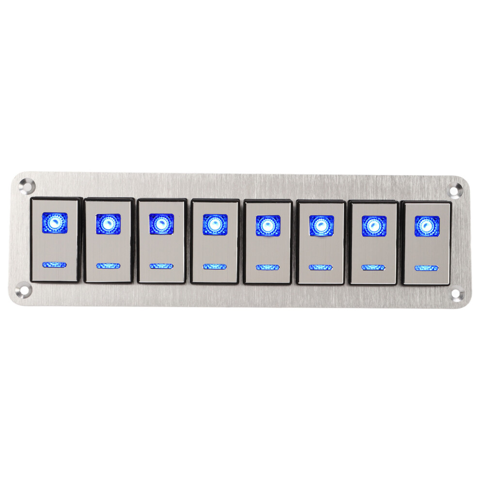 8 Gang Rocker Switch Panel 12-24V 5 Pin On Off Control Blue/Light 8101381897684
