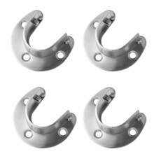 WINOMO 4PCS Stainless Steel Wardrobe Closet Rod Bracket U-Shaped Socket Bracket Open Type Shower Curtain Rod Supporter