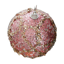 Ruhiku GW Christmas Ball Ornaments, Glitter Sequin Foam Xmas Hanging Balls for Tree, Wedding, Party (Pink, 6Pcs, 3.15'')