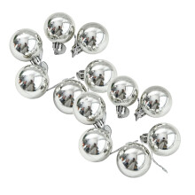 Xubond 6pcs Christmas Tree Color Ball Pendant, Silver Bright Plastic Electroplating Decor, Compatible with Xmas & Wedding Hanging Supplies
