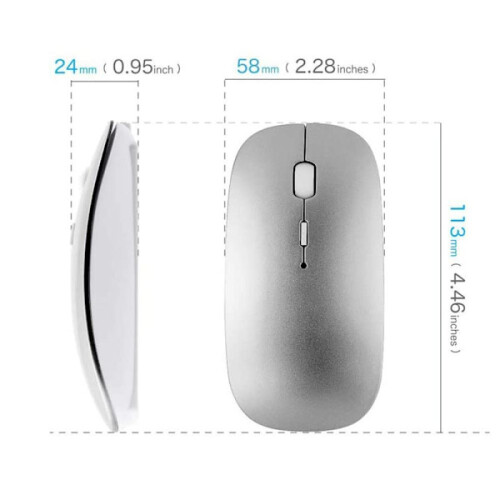Mouse Bluetooth para laptop/compatível com iPad/compatível com iPhone/Mac (iOS 13.1.2 e posterior) - Prata Espacial 1