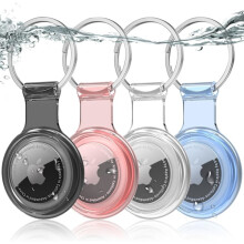 Lot de 4 porte-clés AirTag, étui de protection étanche à 360 compatible avec les AirTags Apple pour sacs, clés, animaux de compagnie -
