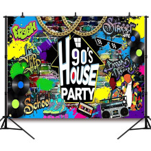 7x5Ft 90's House Party Backdrop, Hip Hop Graffiti Brick Wall, Retro Radio & Roller Skates, Perfect for Photo Booth, Studio, Punk Rock, Fresh Prince