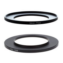 2 Stück Aluminium-Step-Up-Filterringadapter für Kameras: 52 mm–77 mm & 55 mm–77 mm