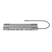 Estación de acoplamiento 10 en 1 USB 3.0 para puerto de vídeo VGA 4K tipo C y RJ45, compatible con lector de tarjetas SD.
