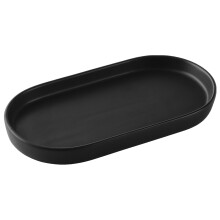 Ceramic Vanity Tray 8 Inch Matte Black Bathroom Countertop Organizer with Raised Edge