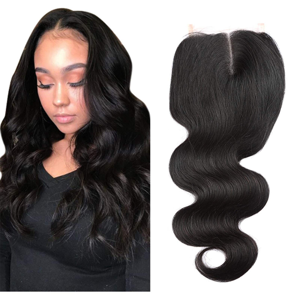 12 Inch Human Hair Lace Front Closure Middle Part, Natural Black Virgin Wig, Perm and Dye Friendly