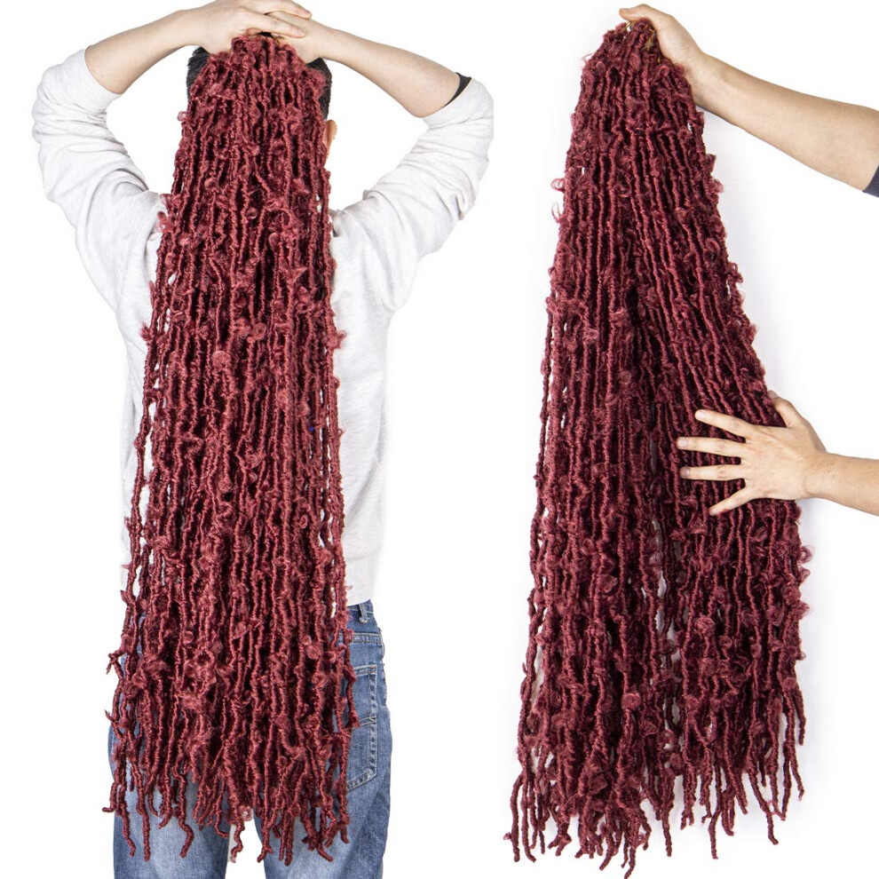 Unisex 36 Inch Butterfly Locs Crochet Hair Extensions Prelooped Distressed Locs For Braids Natural Soft Fiber