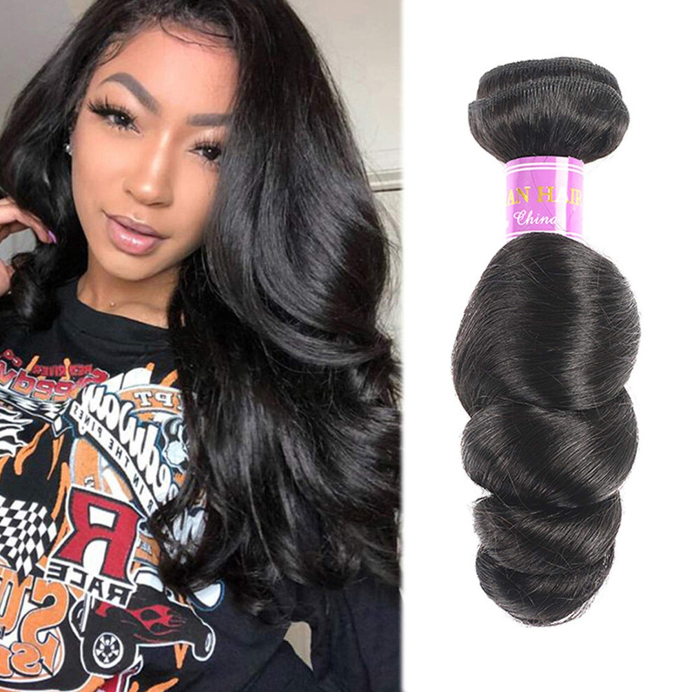 16 Inch Loose Curly Virgin Human Hair Weave 3pcs 100% Malaysian Extensions Natural Black Perm Dye Friendly