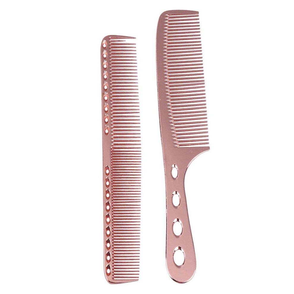 Unisex Gold Hairdressing Comb Set, Antistatic Aluminum, Rose Gentle Scalp Massage, Durable For Salon