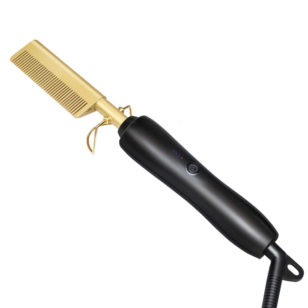 Unisex Hot Comb Hair Straightener With Fast Heating, Lcd Control, Antiscald For African American Hair And Beard