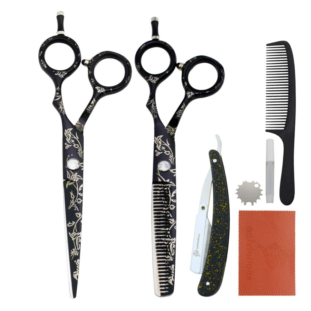Hair Cutting Scissors 6.0 Inch Japanese Stainless Steel Professional Barber Shears with Sharp Precision Blades