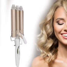 Three Barrel Curling Iron 25mm Ceramic Tourmaline Hair Waver for Beach Waves with Dual Temp Control