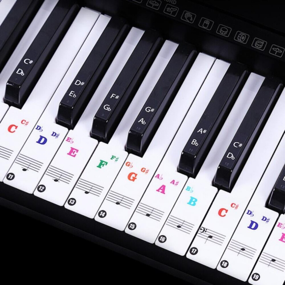Clearance Sale!88/61 Key Color Piano Letter Notes Stickers Keyboard Hand Roll Piano Keyboard Transparent Stickers Notation Transparent 9482726633419