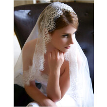 Cathedral Wedding Veil 118 Inch Lace Bridal Veil Blush Tulle with Silver Hairpins