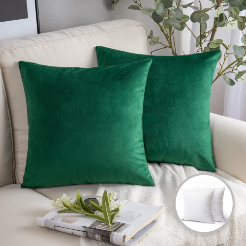 Phantoscope 18" x 18" Modern Dark Green Polyester Throw Pillow , ( 2 Count)