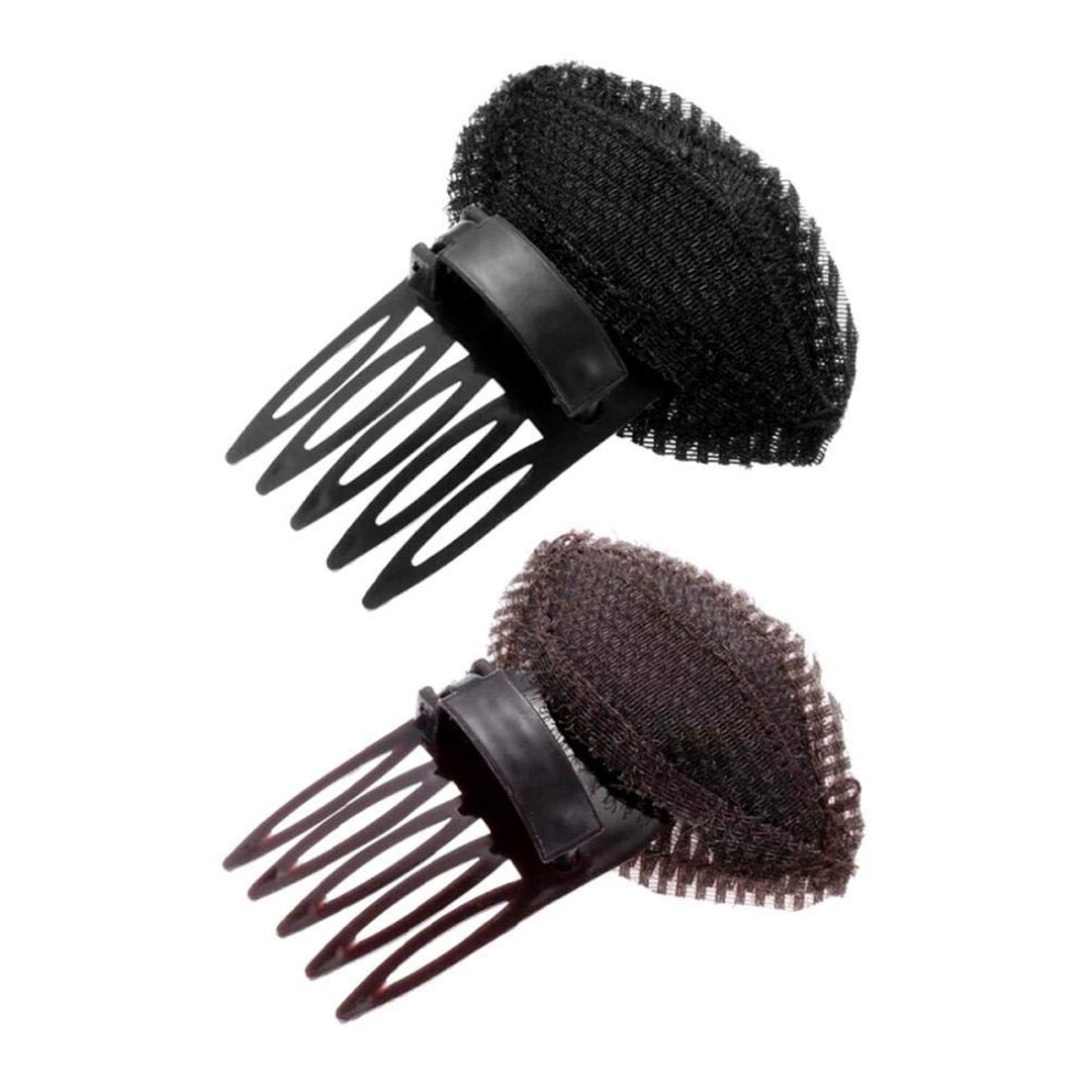 2Pcs Hair Bump It Volume Hair Insert with Secure Hidden Clip for Instant Stylish Lift Black and Coffee