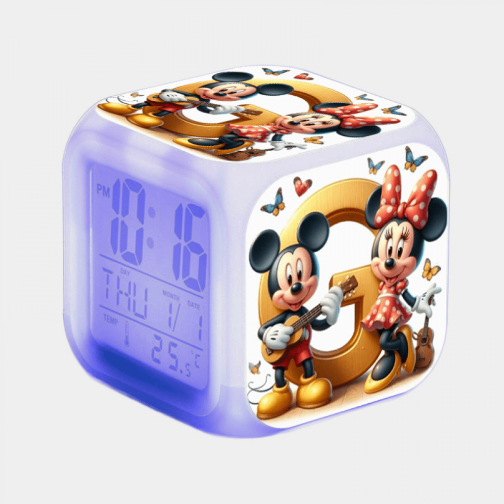 Hanntaoo Digital Alarm Clock For Kids, Mickey Mouse Pattern, 7 Color Led, Thermometer, Night Gift For Boys Girls A93-102 Htnl#102 Light