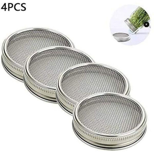 4-pack stainless steel sprouting jar lid kit for excellent ventilation 1