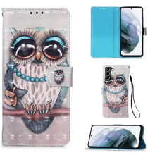Husă Portofel compatibilă cu Samsung Galaxy S22 - Bufniță Ornata