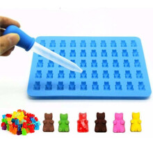 Forma para gelo/chocolate/gelatina com 50 ursinhos de goma, incluindo conta-gotas.