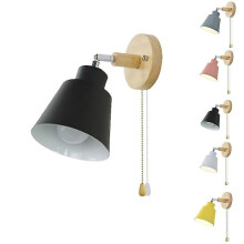 Sänglampa Nattlampa Nordisk Trävägglampa Sängvägglampa Sovrum Korridor Med Dragkedja Svart