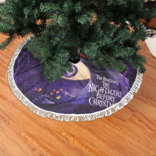 Weihnachtlicher Baumrock mit Fransen und Spitze, Motiv: Nightmare Before Christmas – weich, leicht, angenehm anzufassen (91 cm)