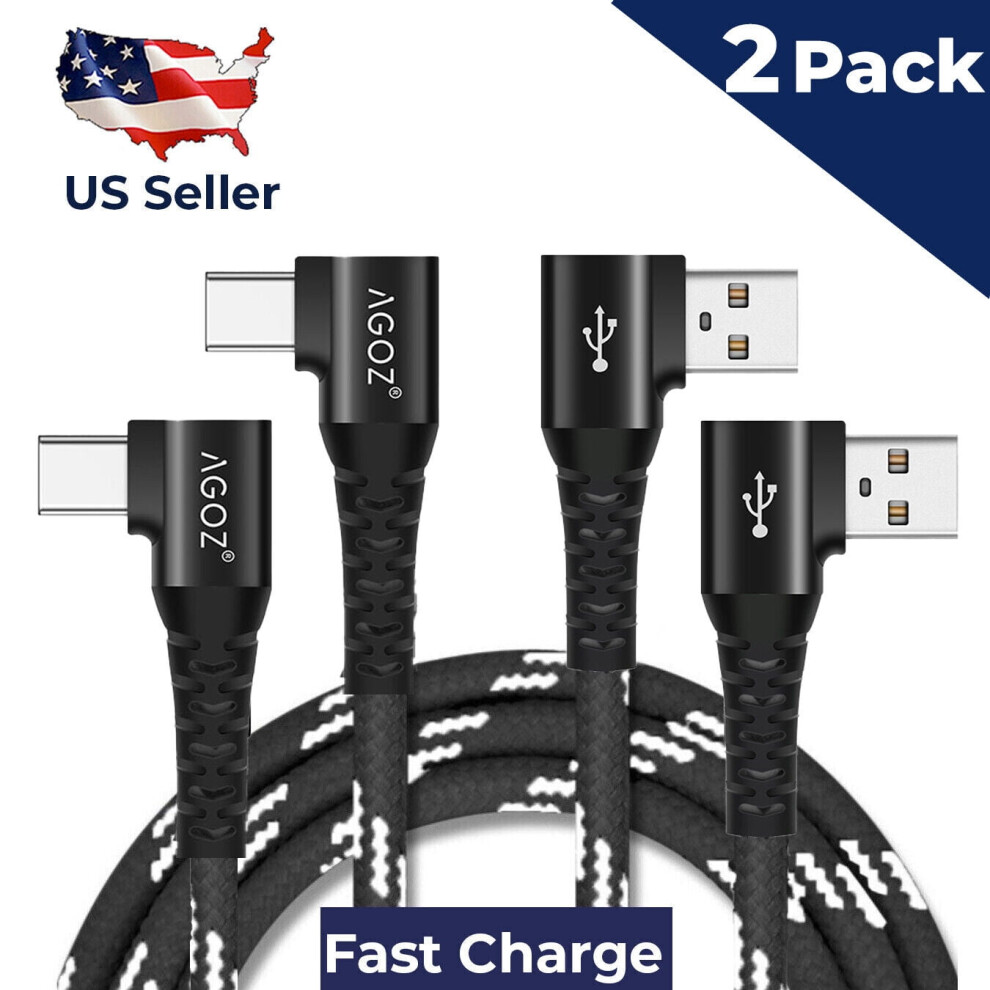 Agoz 2 Pack 90-Degree 10Ft Usb-A To Usb-C Fast Charger Cable Compatible With Motorola Moto G Pure/G Stylus/G Power 2024, Google Pixel 9 Pro/9/8 9482828408342