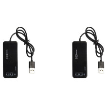 Hub USB 2.0 externo com 2 portas e 3 unidades, placa de som 7.1 canais, adaptador para fone de ouvido e microfone para PC, preto.