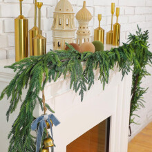 Ovzne Christmas Norfolk Girlang - Enkelgaffel Norfolk Naturlig Girlang - Konstgjord Girlang För Julbord Eldstad Vägg Hemdekoration 180CM