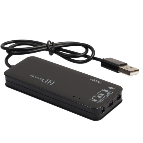 Εξωτερικός διανομέας USB 2.0 2x3 θυρών 7.1 καναλιών με κάρτα ήχου, ακουστικά, 1